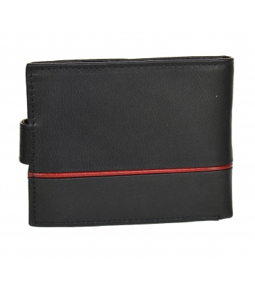 Pánska kožená čierna peňaženka s červeným pásikom GROSSO TM-100R-035black/red