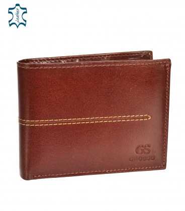 Pánská kožená koňaková peněženka s prošíváním GROSSO TMS-51R-033cognac