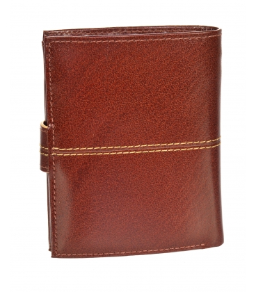 Men's leather cognac wallet with quilting GROSSO TM-100R-250Acognac