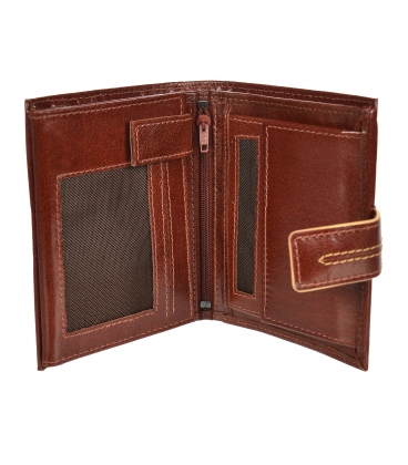 Férfi bőr konyakos pénztárca, steppeléssel GROSSO TM-100R-250A cognac