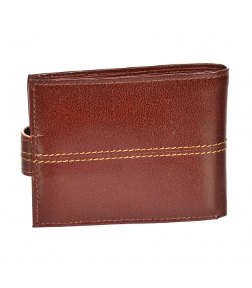 Pánská kožená černá peněženka s červeným páskem GROSSO TM-100R-035cognac