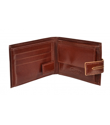 Pánska kožená koňaková peňaženka s prešívaním GROSSO TM-100R-035cognac