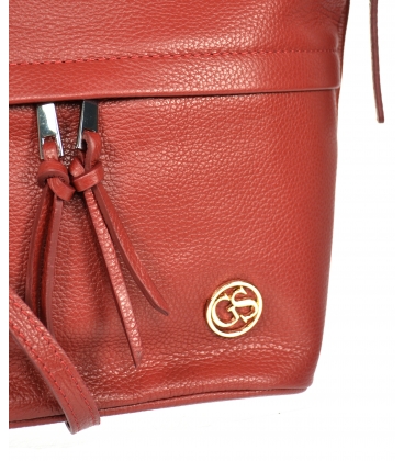 Červená kožená kabelka s třásněmi GSKK020red GROSSO