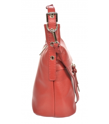 Červená kožená kabelka so strapcami GSKK020red GROSSO