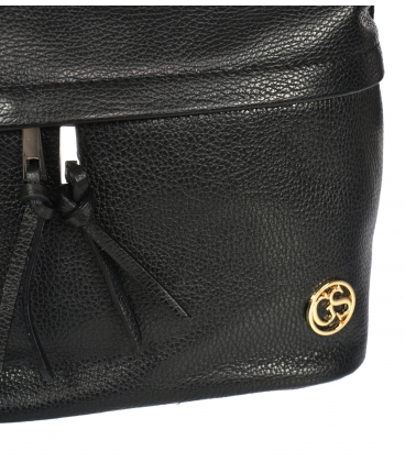 Black leather handbag with fringes GSKK020red GROSSO