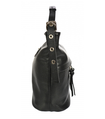 Čierna kožená kabelka so strapcami GSKK020red GROSSO