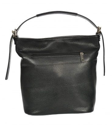 Čierna kožená kabelka so strapcami GSKK020red GROSSO