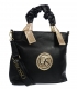 Černá kabelka s ozdobnými držadly a zlatými prvky 19B015blackgold- Grosso