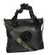 Black handbag with decorative handles and lacquered elements 19B015black- Grosso
