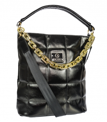 Black quilted handbag with gold chain GS22V0005black GROSSO