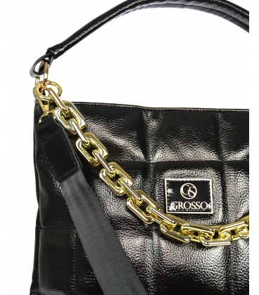 Black quilted handbag with gold chain GS22V0005black GROSSO