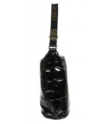 Černá lakovaná prošívaná kabelka se zlatou řetízkem GS22V0005brown GROSSO