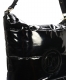 Černá lakovaná prošívaná kabelka se zlatou řetízkem GS22V0005brown GROSSO