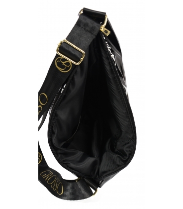 Čierna lakovaná prešívaná kabelka so zlatou retiazkou GS22V0005brown GROSSO