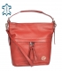 Červená kožená kabelka s třásněmi GSKK020red GROSSO