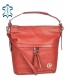 Red leather handbag with fringes GSKK020red GROSSO