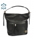 Black leather handbag with fringes GSKK020red GROSSO