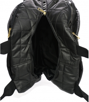Black larger sporty-elegant quilted handbag Grosso 19B017black