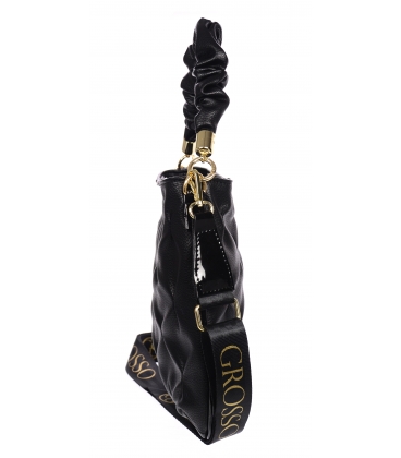 Černá kabelka s ozdobnými držadly a prošíváním 19B018black Grosso