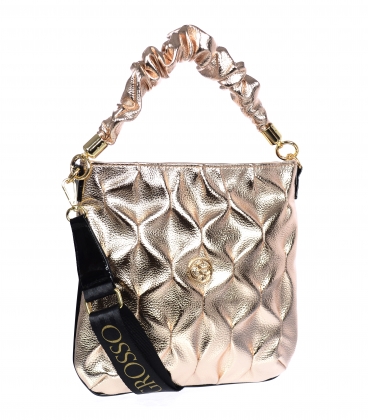 Gold handbag with decorative handles and quilting 19B018gold Grosso