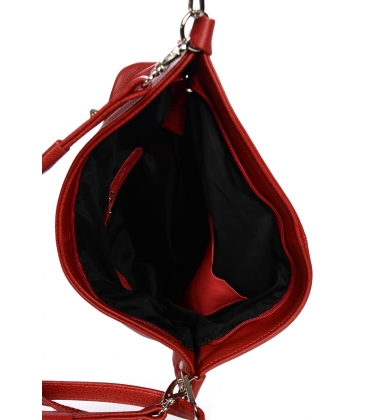 Červená kožená kabelka se zipem a střapcem GSKK015red GROSSO