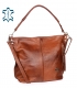 Hnedá kožená kabelka so zipsom a strapcom GSKK015brown GROSSO