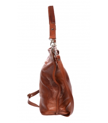 Brown leather handbag with zipper and fringe GSKK015brown GROSSO