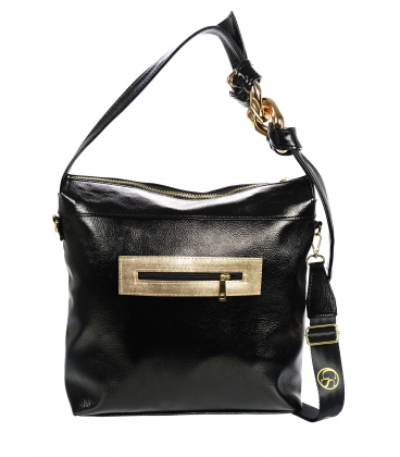Černo-zlatá kabelka s ozdobou GS21V0004blackgold Grosso