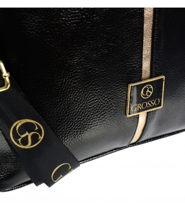 Černo-zlatá kabelka s ozdobou GS21V0004blackgold Grosso