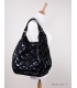 Black larger glossy sporty-elegant quilted handbag Grosso 19B017blcklak