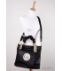 Čierna kabelka s ozdobnými rúčkami a zlatými prvkami 19B015blackgold- Grosso