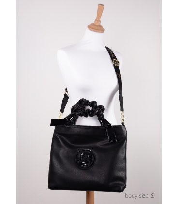 Black handbag with decorative handles and lacquered elements 19B015black- Grosso