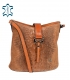 Bledě hnědá kožená crossbody kabelka s výrazným kroko vzorem KM031brown GROSSO BAG