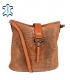 Pale brown leather crossbody handbag with a distinctive croco pattern KM031brown GROSSO BAG