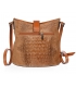 Bledě hnědá kožená crossbody kabelka s výrazným kroko vzorem KM031brown GROSSO BAG