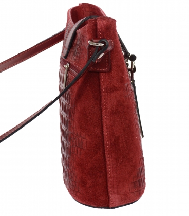 Piros bőr crossbody kézitáska KM031red GROSSO BAG
