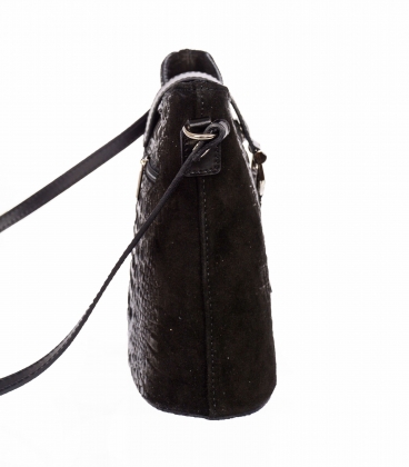 Fekete bőr crossbody kézitáska KM031black GROSSO BAG