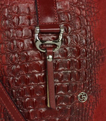 Červená kožená crossbody kabelka s výrazným kroko vzorem KM031red GROSSO BAG