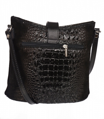 Fekete bőr crossbody kézitáska KM031black GROSSO BAG