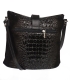 Black leather crossbody handbag with a distinctive croco pattern KM031black GROSSO BAG