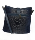 Dark blue leather crossbody handbag with a distinctive croco pattern KM031blue GROSSO BAG