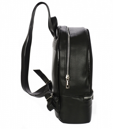 Čierny kožený ruksak so zipsom GSKR021black GROSSO