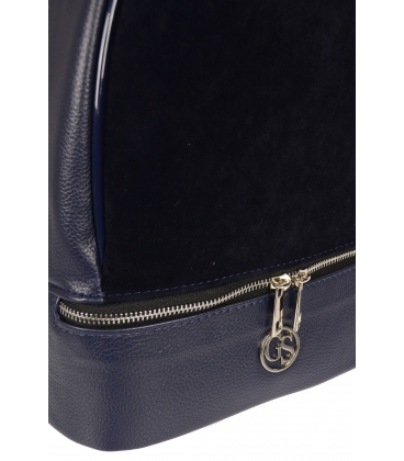 Dark blue leather backpack with zipper GSKR020blue GROSSO