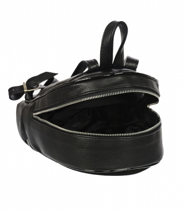 Black leather backpack with zipper GSKR020black GROSSO