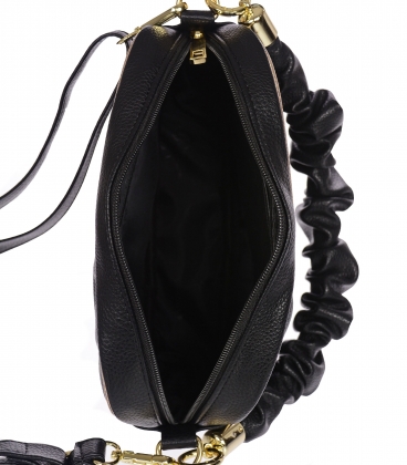 Černá menší kabelka s prošíváním s ozdobnými držadly a zlatým lemem Grosso JCS0012blckgold
