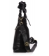 Čierna kabelka s ozdobnými rúčkami a fleecovou prednou časťou 19B015blackfleece Grosso