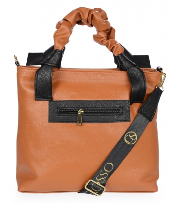 Brown handbag with decorative handles 19B015brown- Grosso