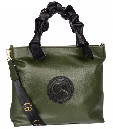 Olive green handbag with decorative handles 19B015green- Grosso