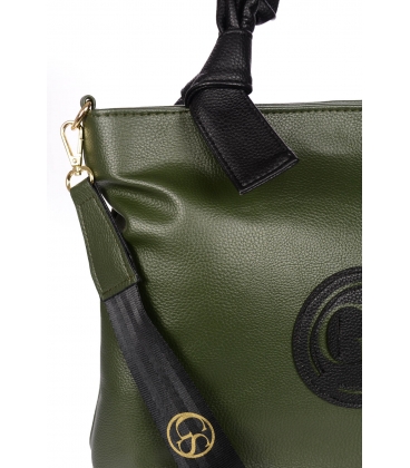 Olivově zelená kabelka s ozdobnými držadly 19B015green- Grosso