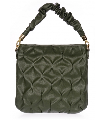 Olive green handbag with decorative handles and quilting 20B018green Grosso
